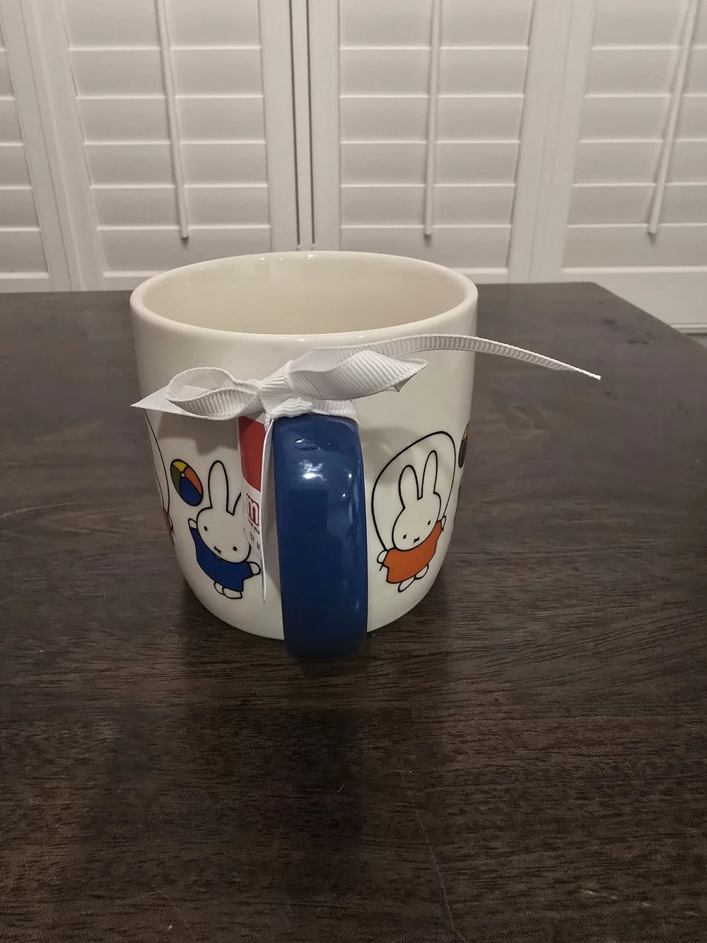 miffy White Ceramic Mug with Colorful Bunny Print and Blue Handle